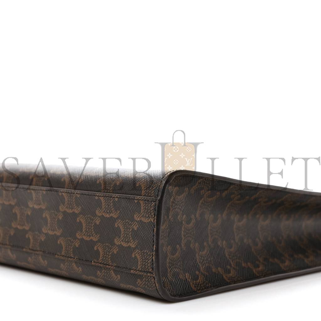 Ce**e triomphe canvas calfskin small vertical cabas tan (32*29*8cm)