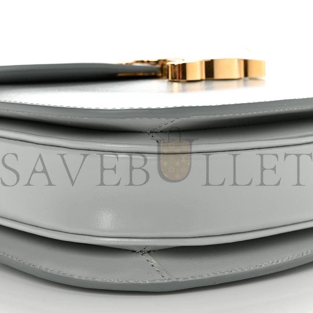 Ce**e shiny calfskin teen besace clea triomphe blue gray (18*15*5cm)