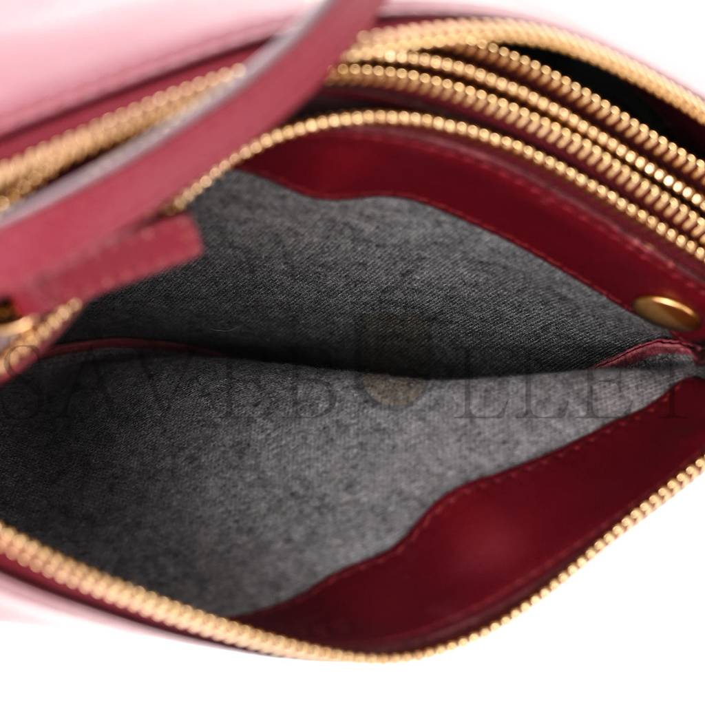 Ce**e smooth lambskin small trio crossbody bag burgundy (22*15*4cm)