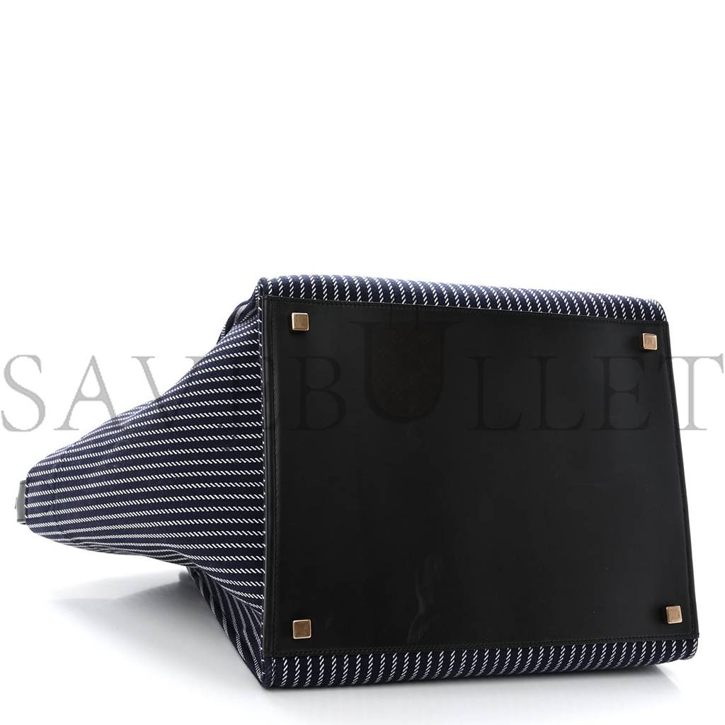 Ce**e cotton canvas striped medium phantom luggage blue white (30*28*25cm)