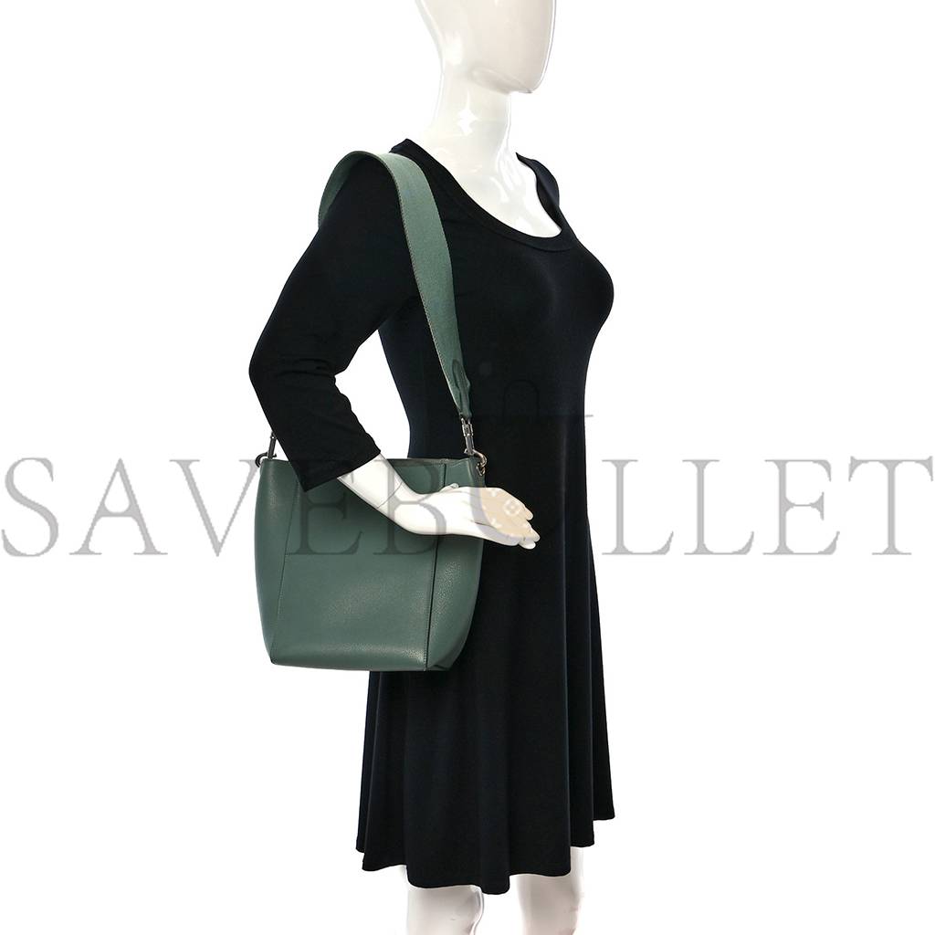 Ce**e soft grained calfskin small sangle bucket bag green (25*18*13cm)