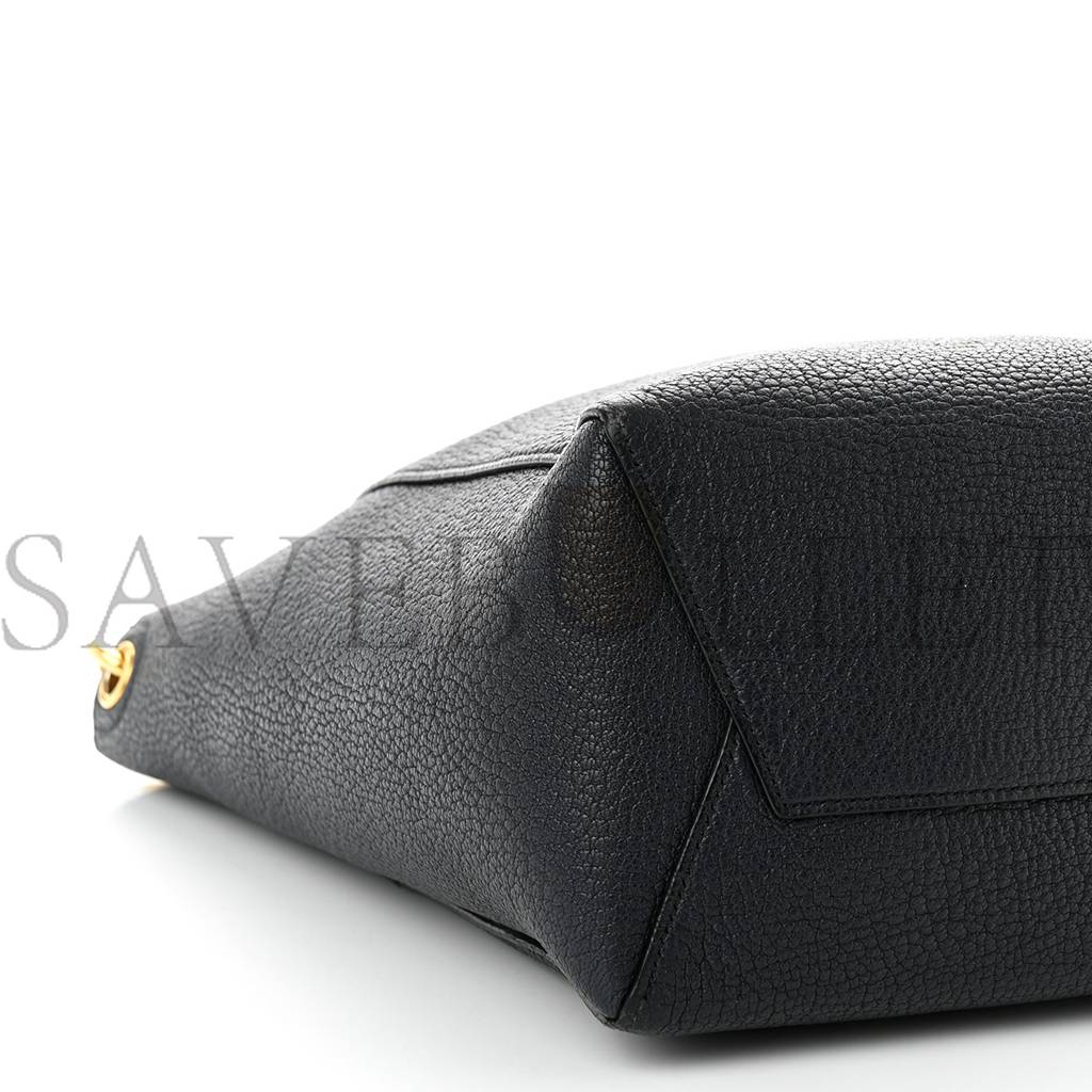 Ce**e soft grained calfskin small sangle bucket bag navy blue (25*18*11cm)