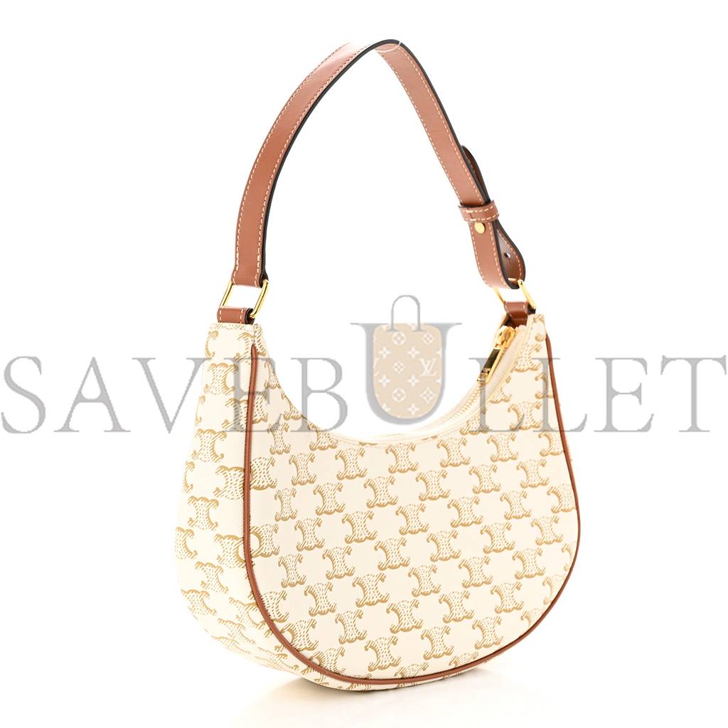Ce**e canvas calfskin ava triomphe shoulder bag white (23*13*7cm)