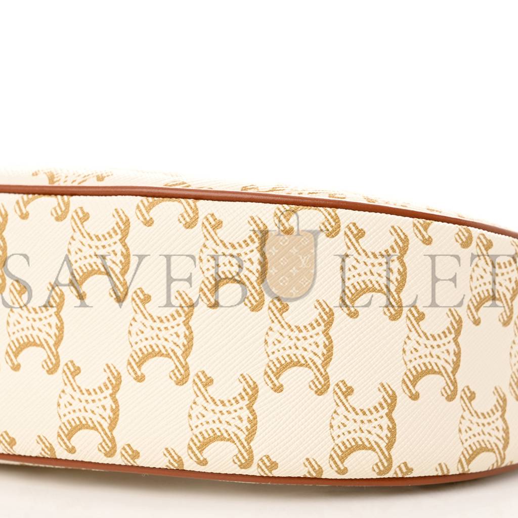 Ce**e canvas calfskin ava triomphe shoulder bag white (23*13*7cm)