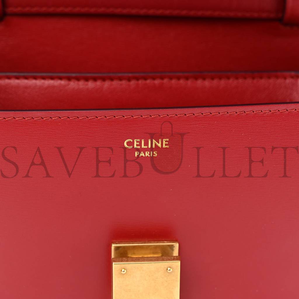 Ce**e box calfskin teen classic box flap bag red (18*15*6cm)