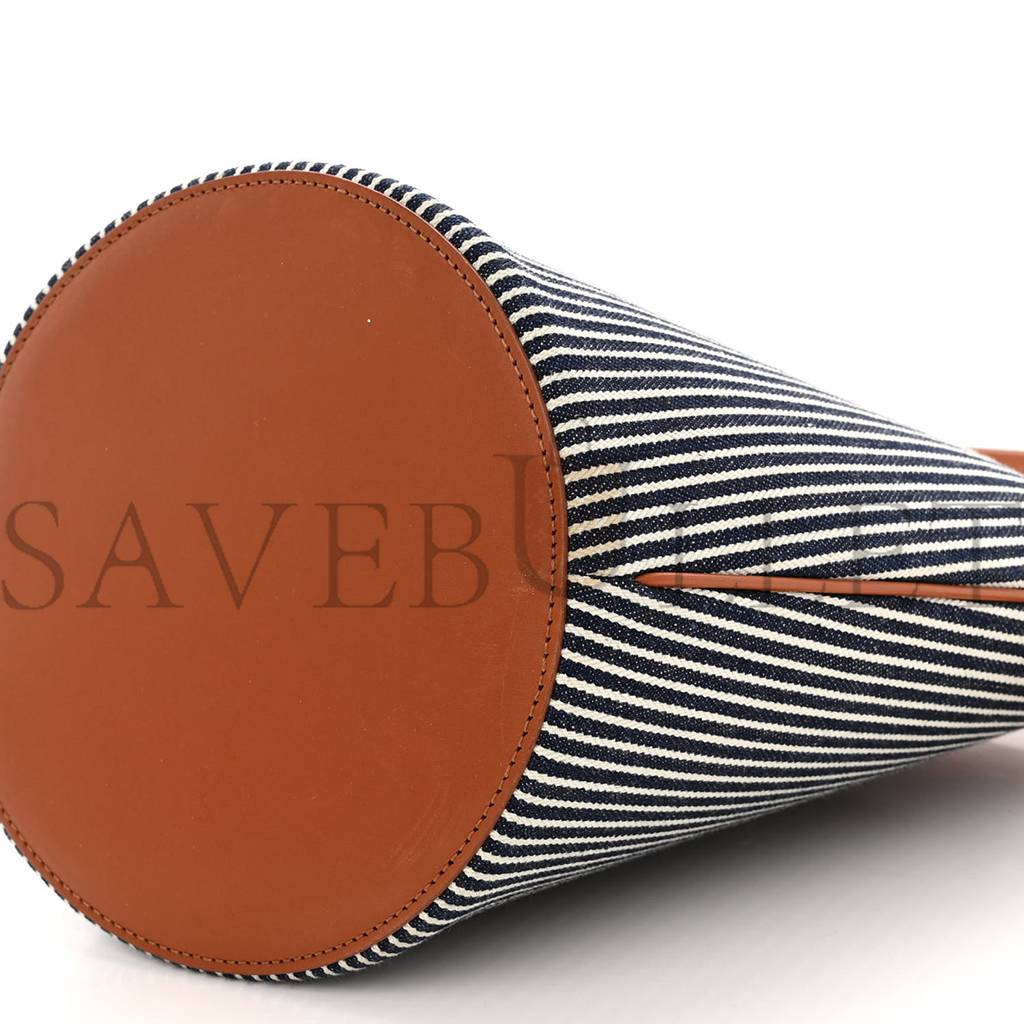 Ce**e textile calfskin crecy bucket bag blue tan (23*15*15cm)