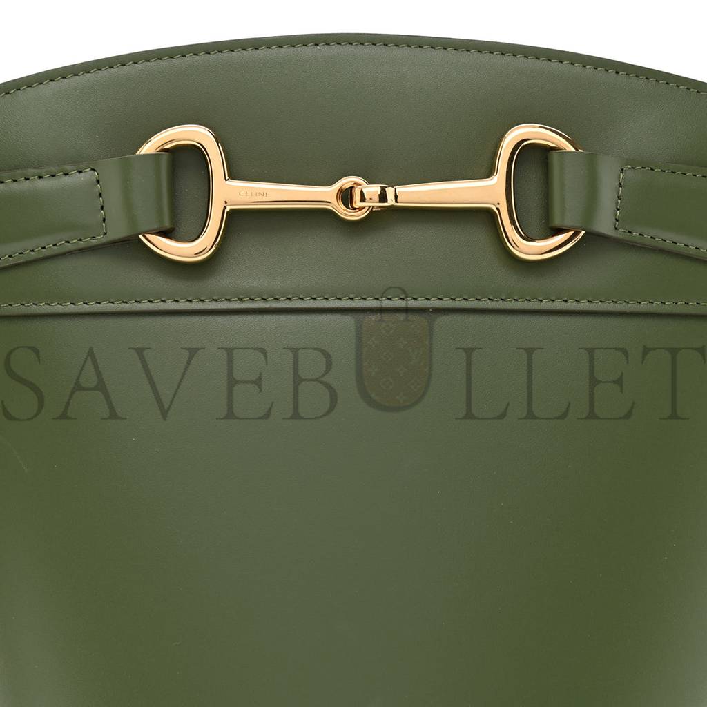 Ce**e calfskin crecy bucket bag green (23*15*15cm)
