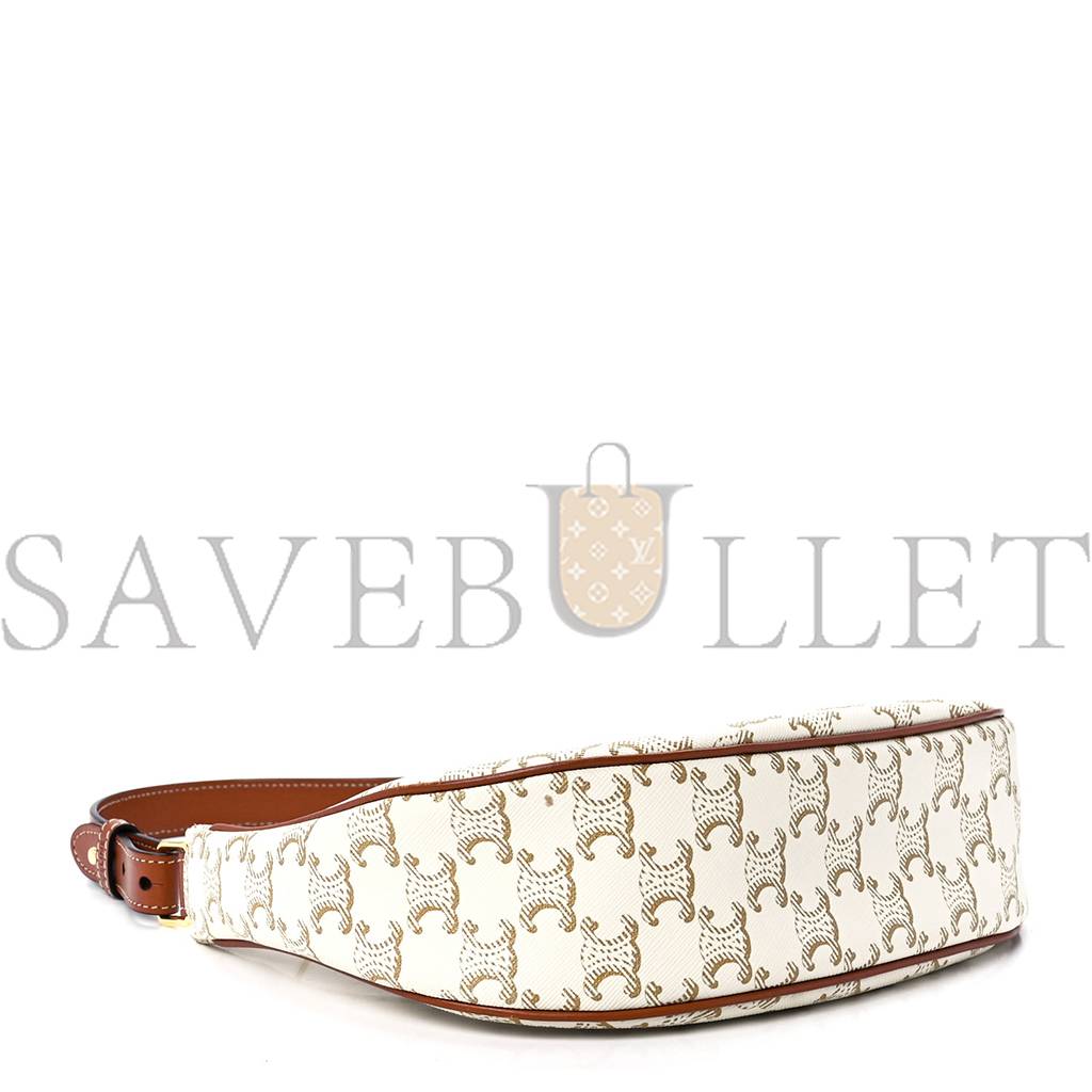 Ce**e canvas calfskin ava triomphe shoulder bag white (20*17*6cm)