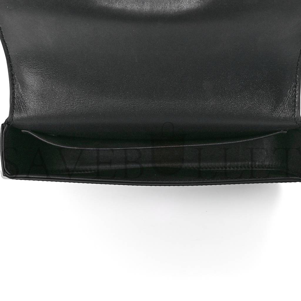 Ce**e shiny calfskin cuir triomphe chain shoulder bag black (20*11*4cm)