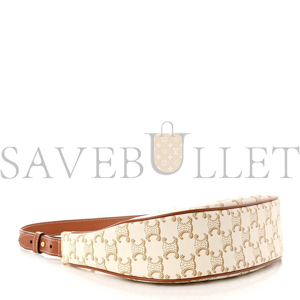 Ce**e canvas calfskin ava triomphe shoulder bag white (25*19*8cm)