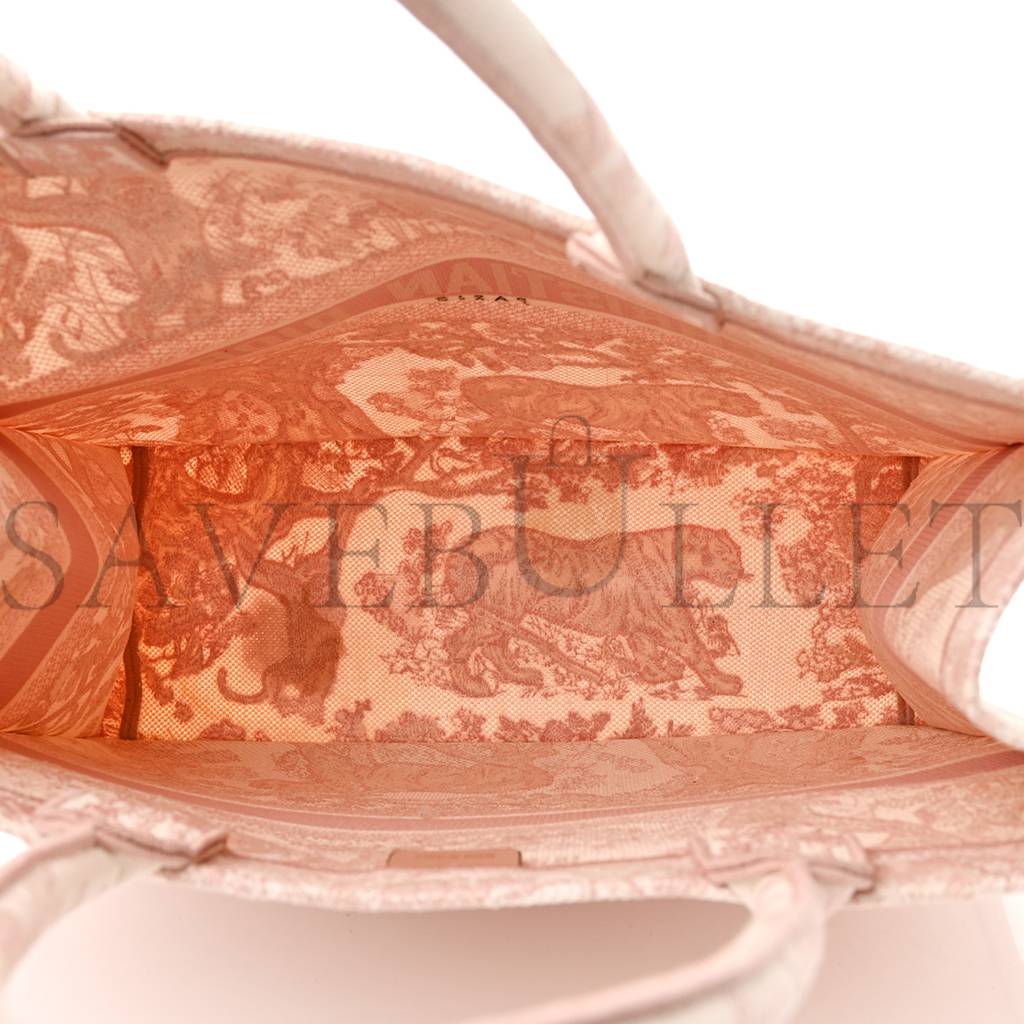 D*or canvas toile de jouy embroidered large book tote pink (42*35*10.2cm)