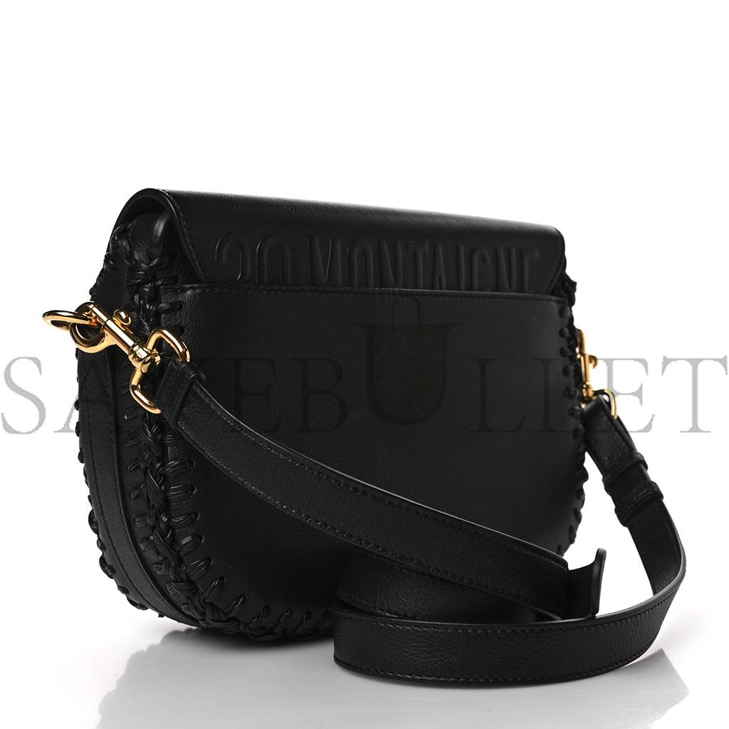 D*or grained calfskin medium whipstitched bobby bag black (21*18*5.7cm)