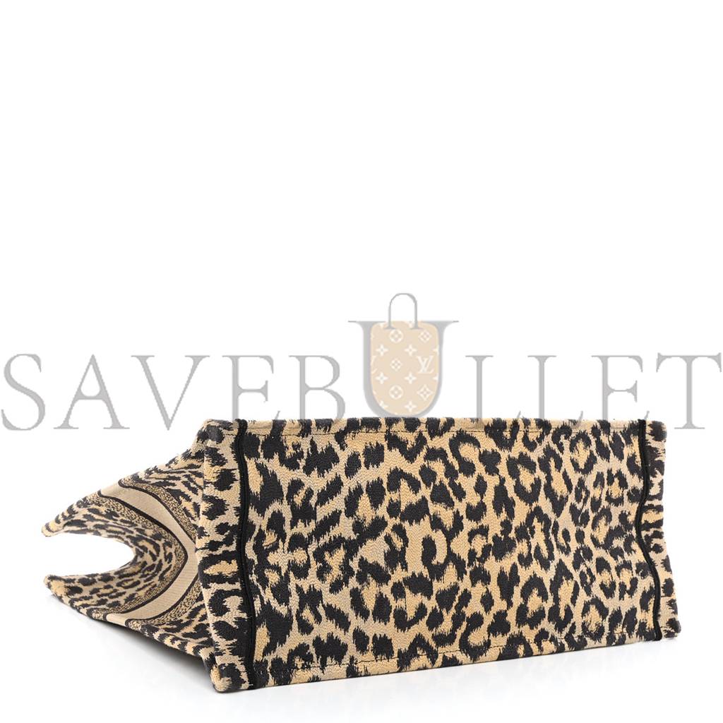 D*or canvas mizza embroidered large leopard book tote beige (42*33*15.2cm)