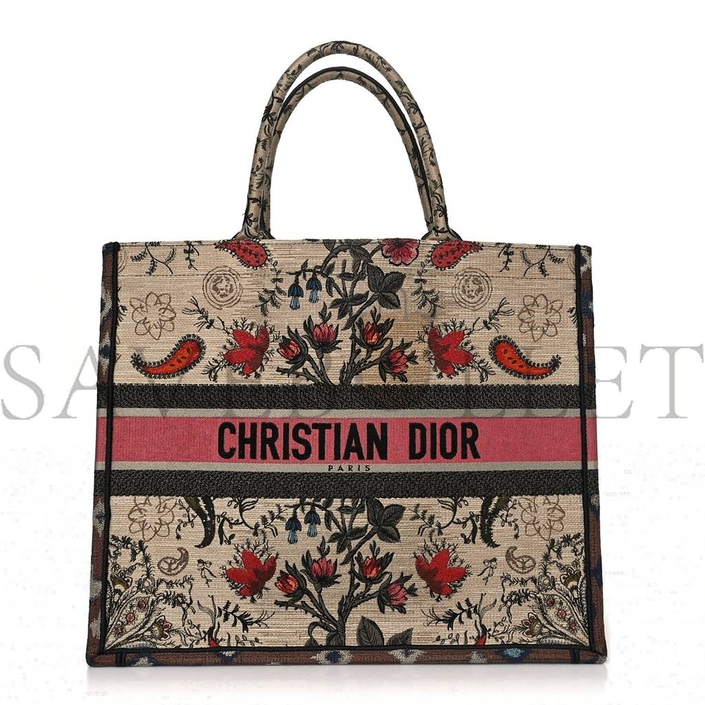 D*or canvas embroidered large broderie D*or flowers book tote multicolor (42*34*17.8cm)