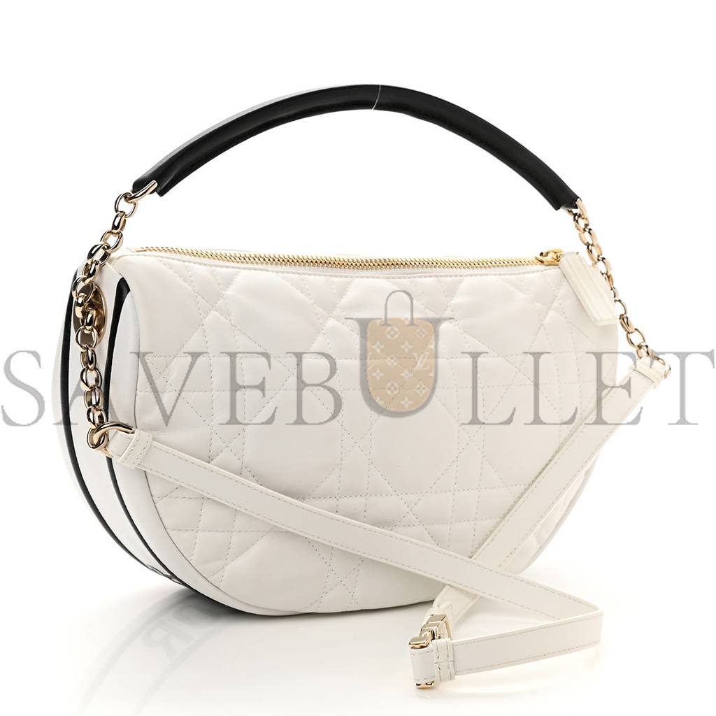 D*or lambskin cannage medium D*or vibe hobo bag white (29*19*8.3cm)