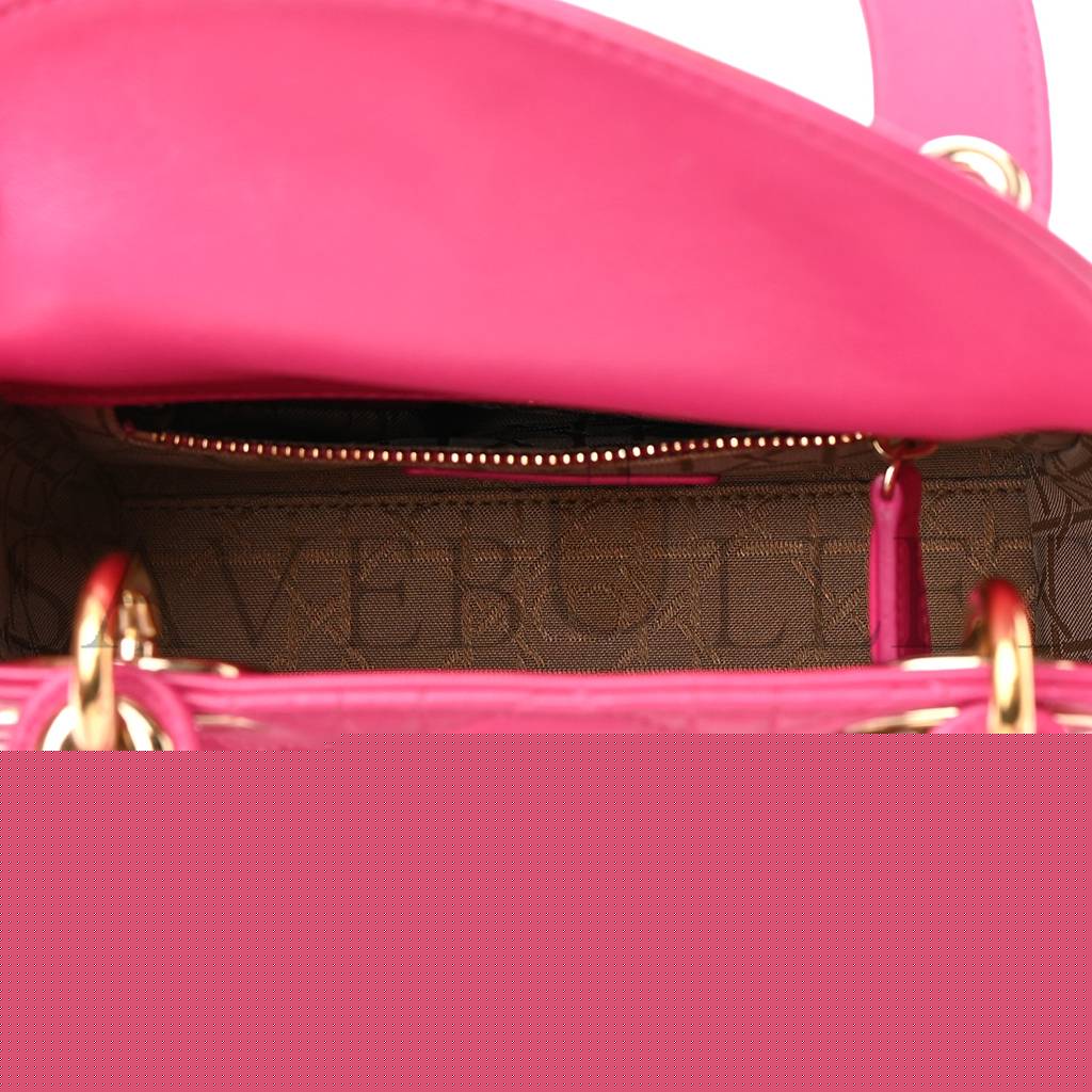 D*or lambskin cannage mini lady D*or fuchsia (17*15*7cm)