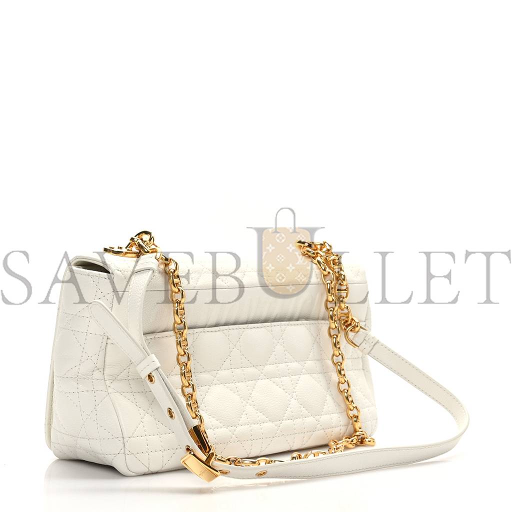 d*or S*pple calfskin cannage medium caro bag ivory (25*15*8.9cm)