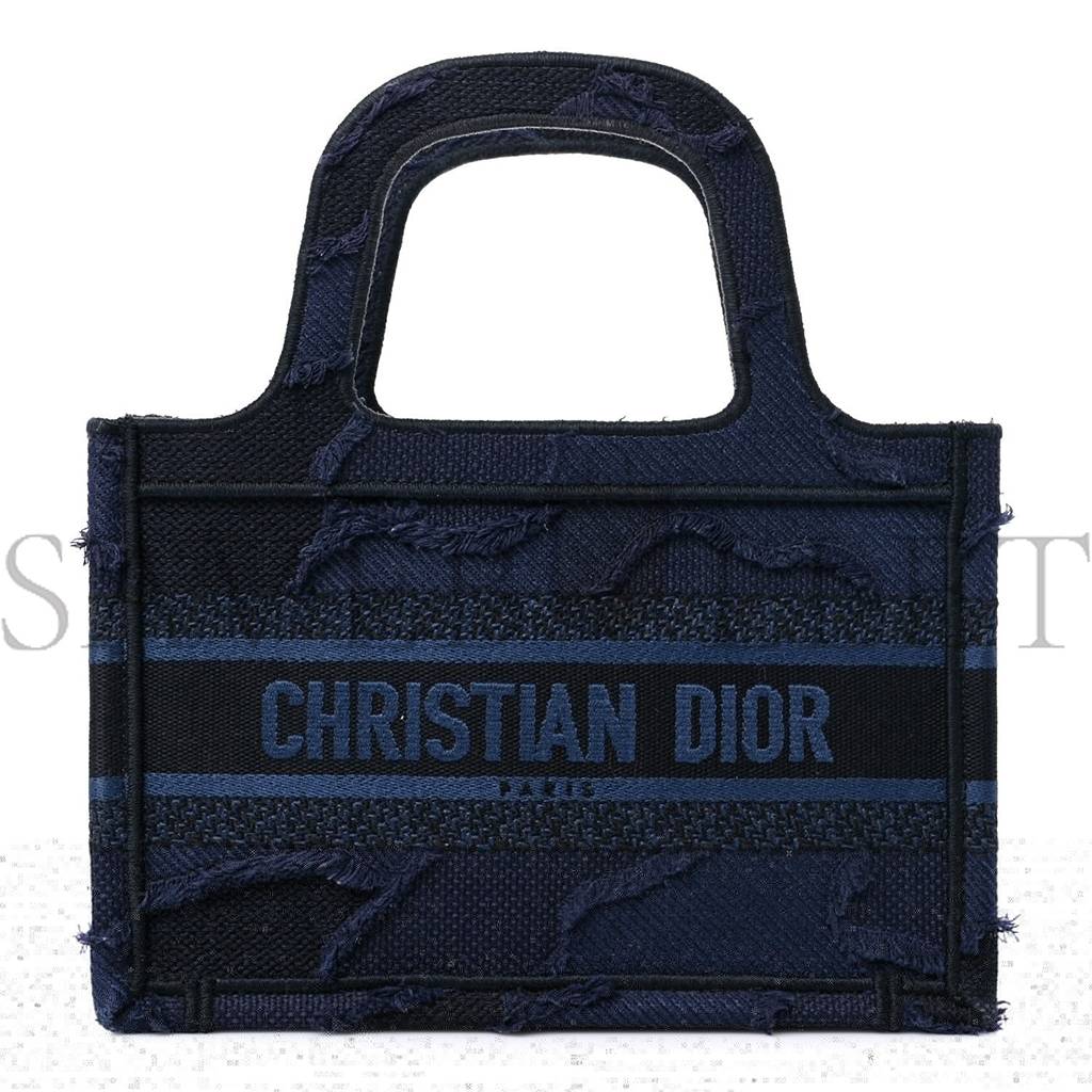 D*or canvas embroidered camouflage mini book tote blue (23*15*5.7cm)