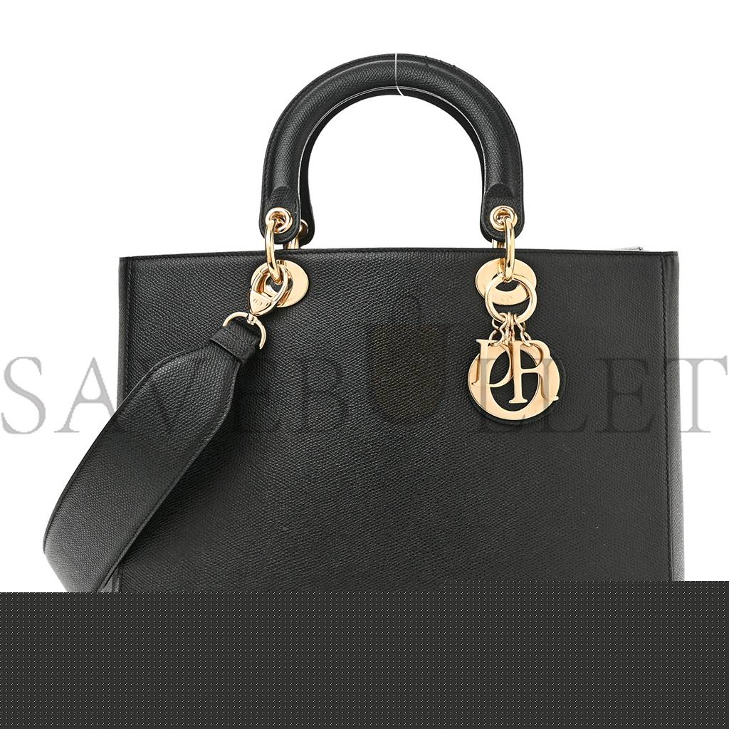 D*or grained calfskin large lady D*or black (32*24*12.1cm)
