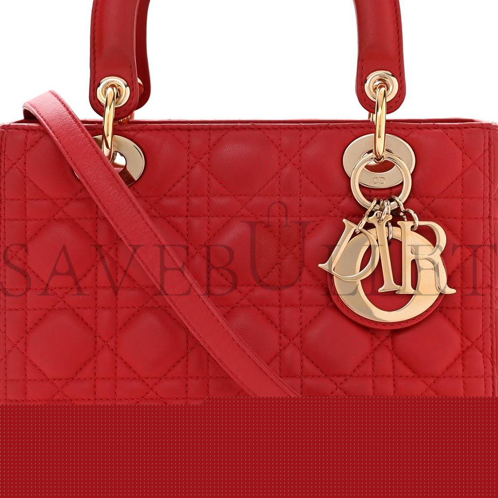 D*or lambskin cannage medium lady D*or red (23*20*12.1cm)