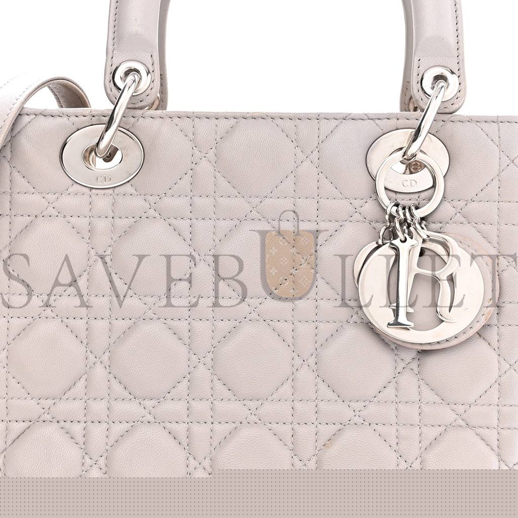D*or lambskin cannage medium lady D*or grey (23*20*11.4cm)
