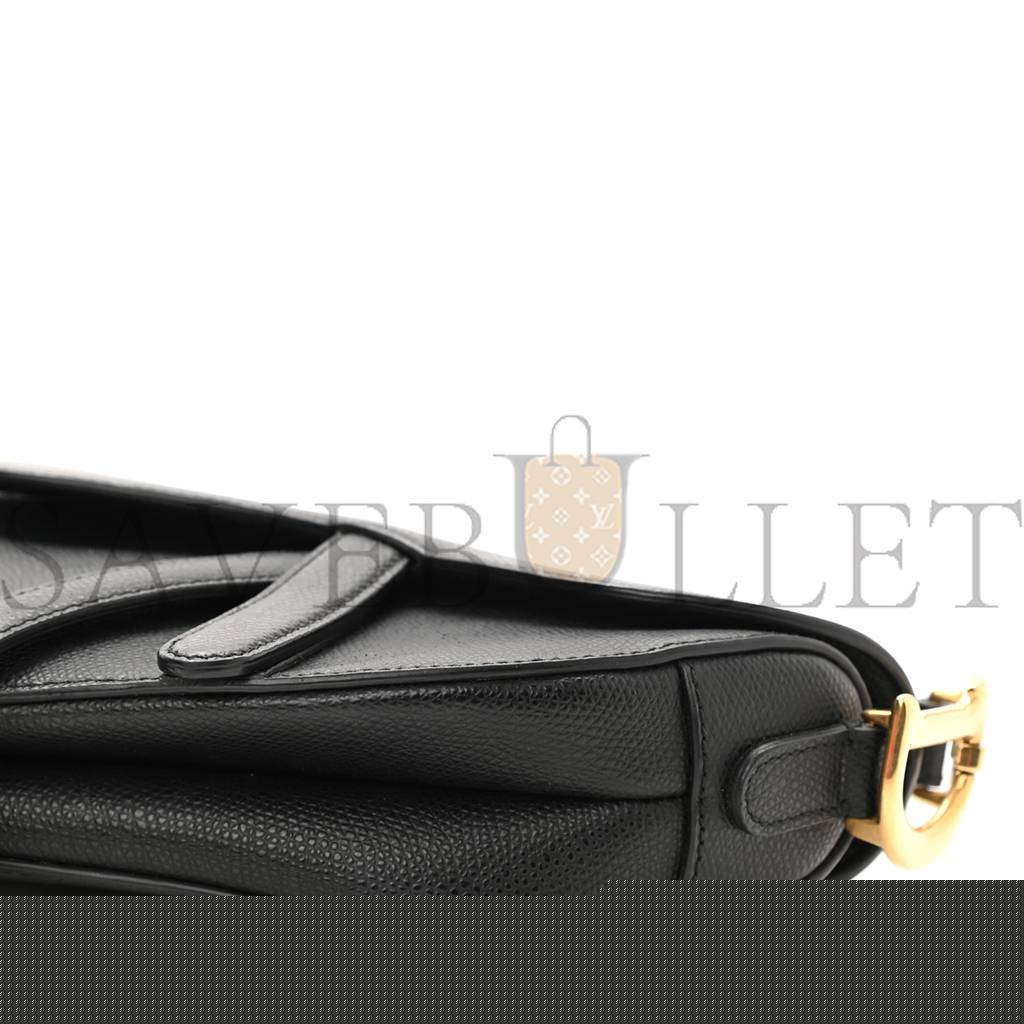 D*or grained calfskin mini saddle bag black (18*16*5.1cm)