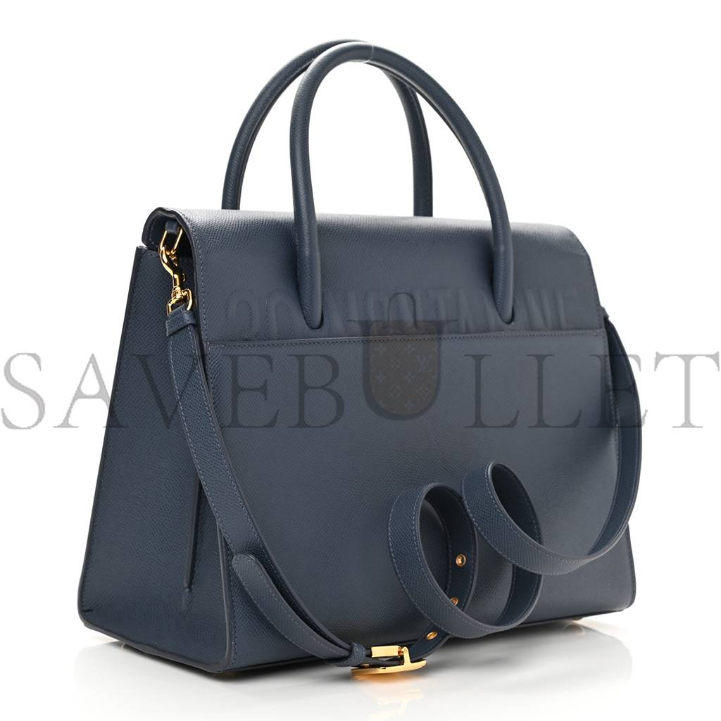 D*or grained calfskin large st. honore tote blue (30*21*12.1cm)