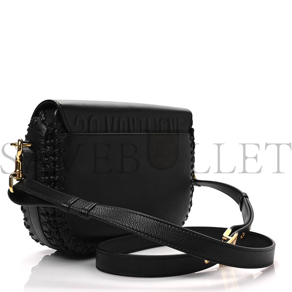 D*or grained calfskin medium whipstitched bobby bag black (21*18*5.7cm)