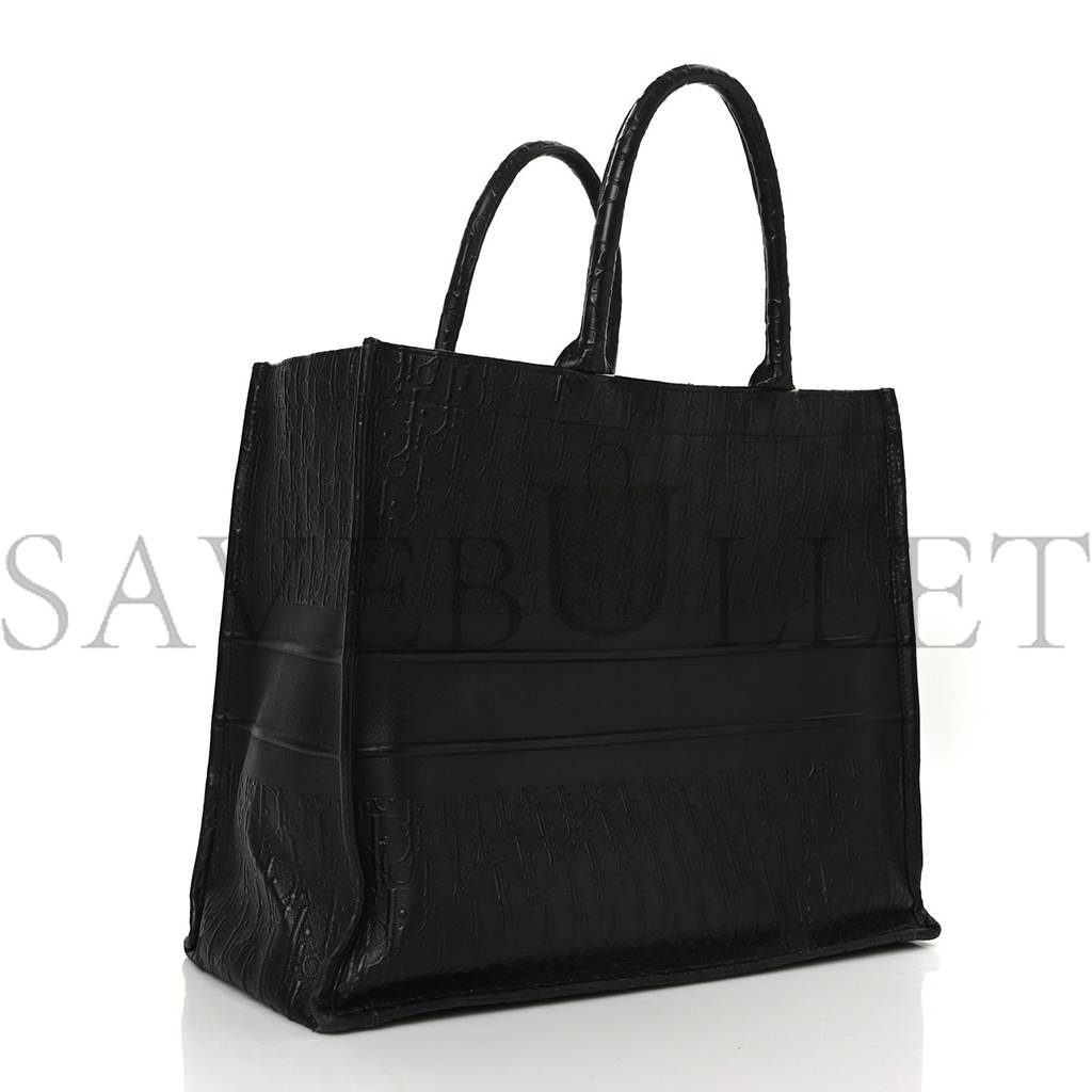 D*or oblique calfskin embossed large book tote black (42*34*18.4cm)