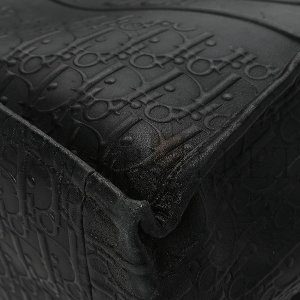 D*or oblique calfskin embossed large book tote black (42*34*18.4cm)