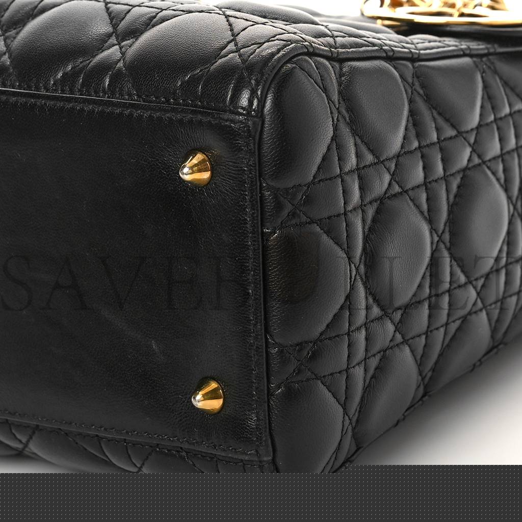 D*or lambskin cannage medium lady D*or black (23*20*12.7cm)