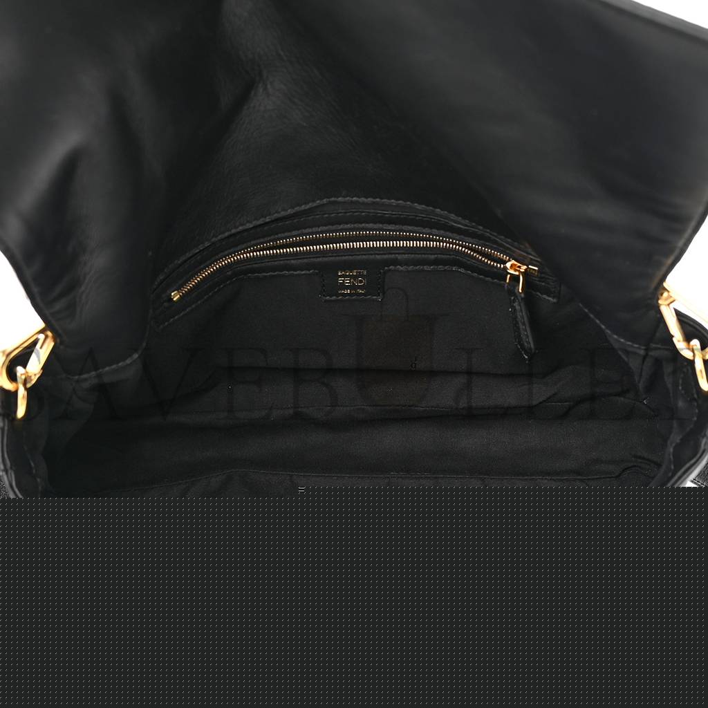 F**di nappa ff 1974 embossed large baguette black (32*20*6cm)