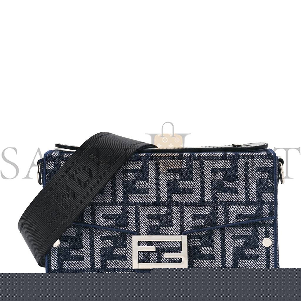 F**di fabric jacquard reactive jean denim vitello cover ff baguette soft trunk blue black (21*12*6cm)