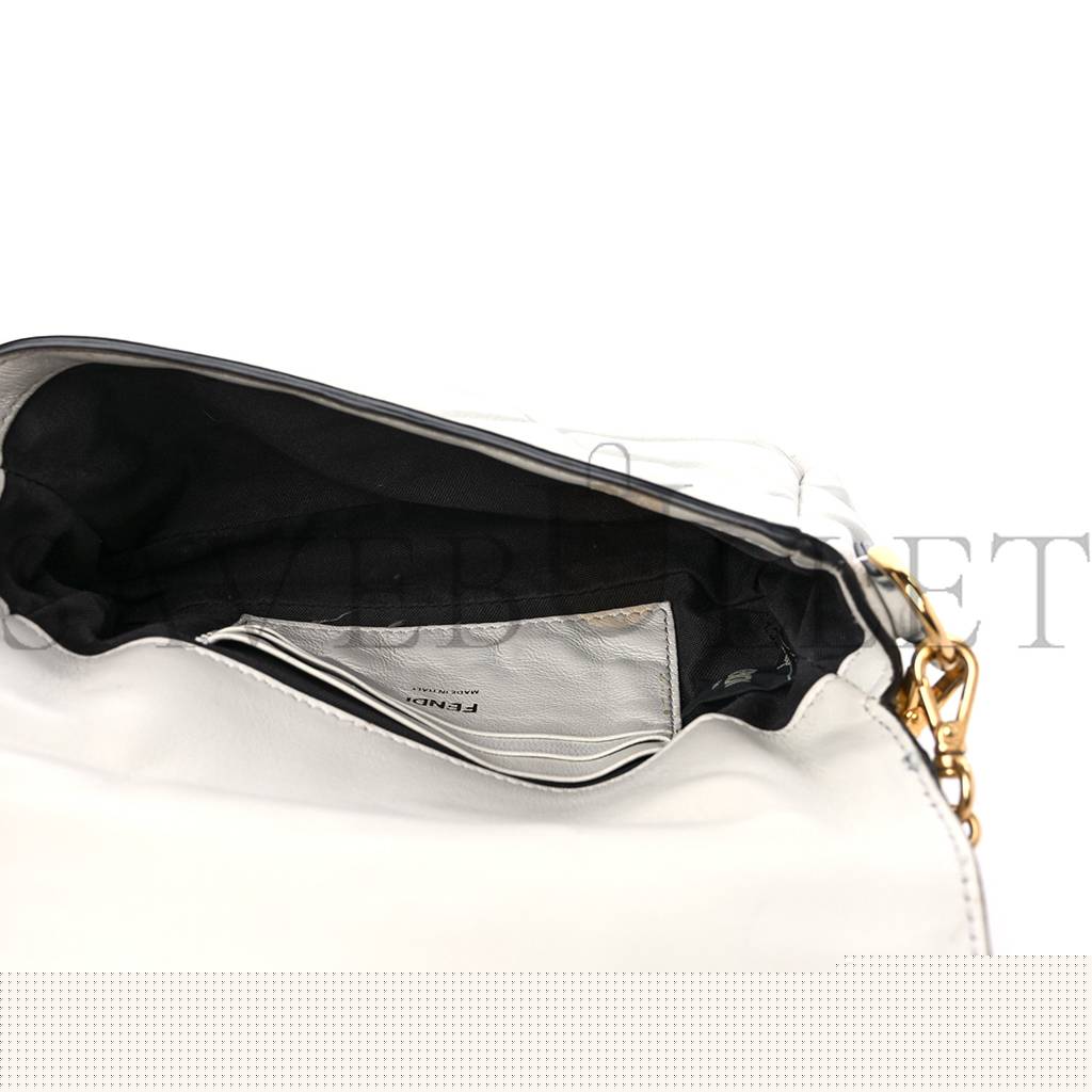 F**di nappa ff 1974 embossed mini baguette white (18*11*4cm)