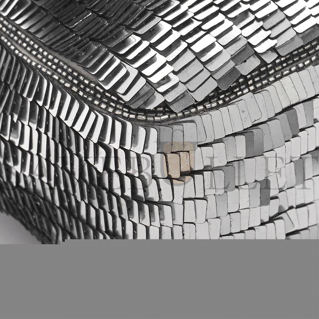 F**di sequin paillettes capretto lucido baguette argento moro (27*15*6cm)