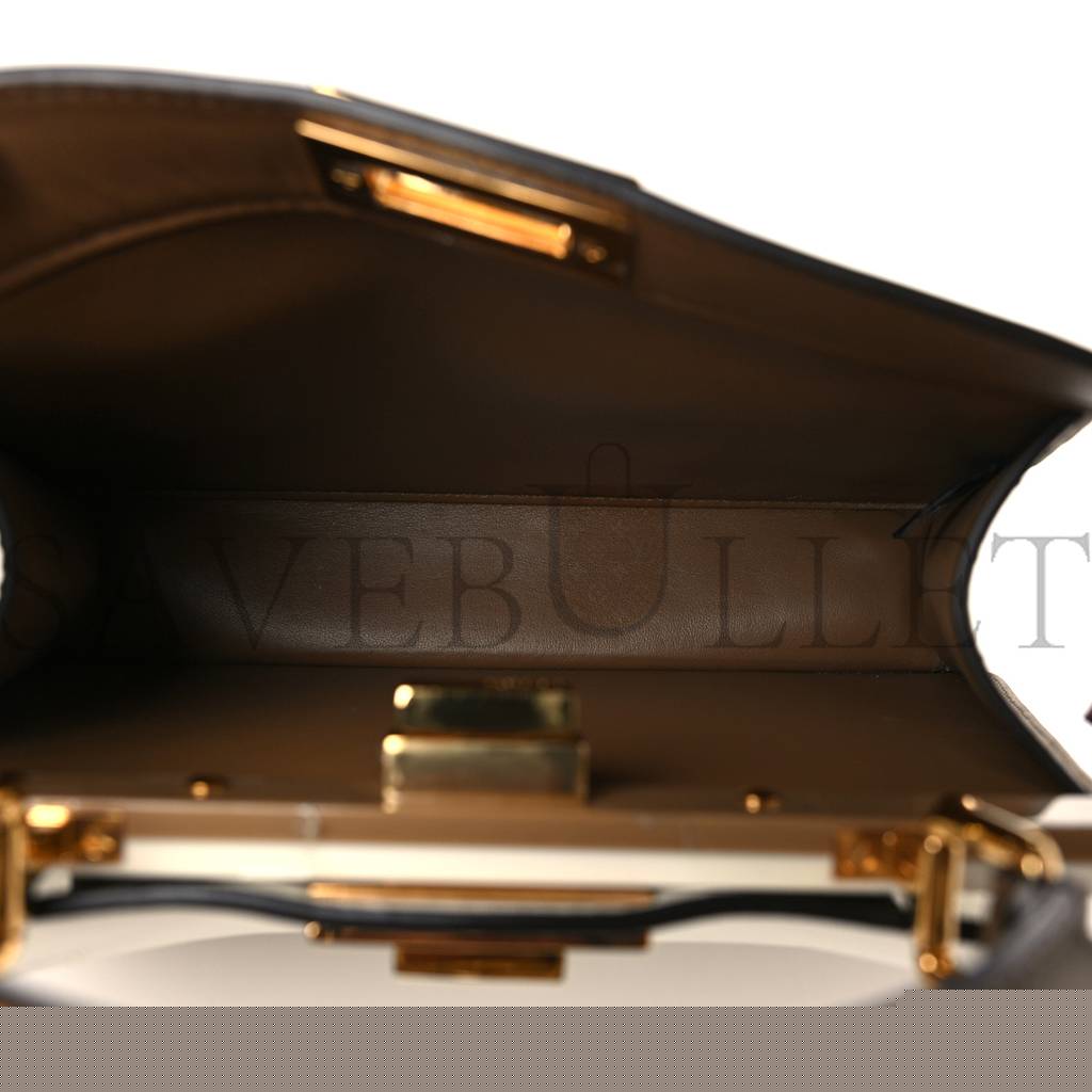 F**di vitello seta nappa plexiglass bi-color peekaboo i see u satchel white ice sand (20*15*9cm)