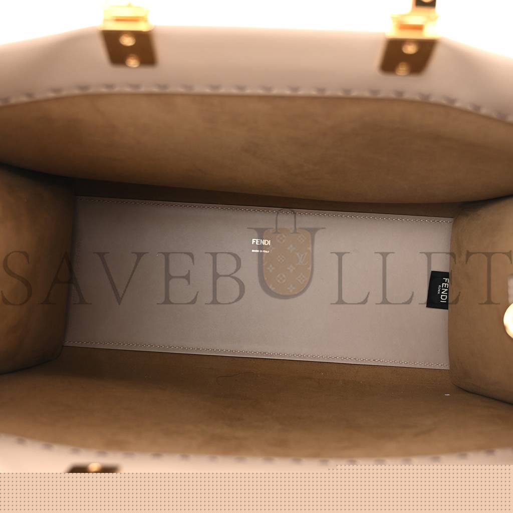 F**di vitello king plexiglass logo embossed medium F**di sunshine shopper tote tortora (36*30*16cm)