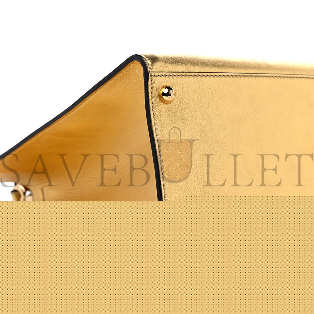 F**di vitello catalan mirror plexiglass logo embossed medium F**di sunshine shopper tote gold (36*30*14cm)