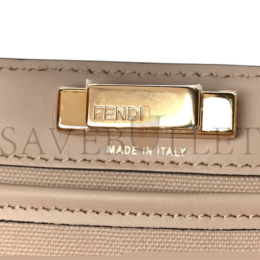 F**di canvas vitello king ff embroidered medium peekaboo x-tote poudre (41*29*15cm)