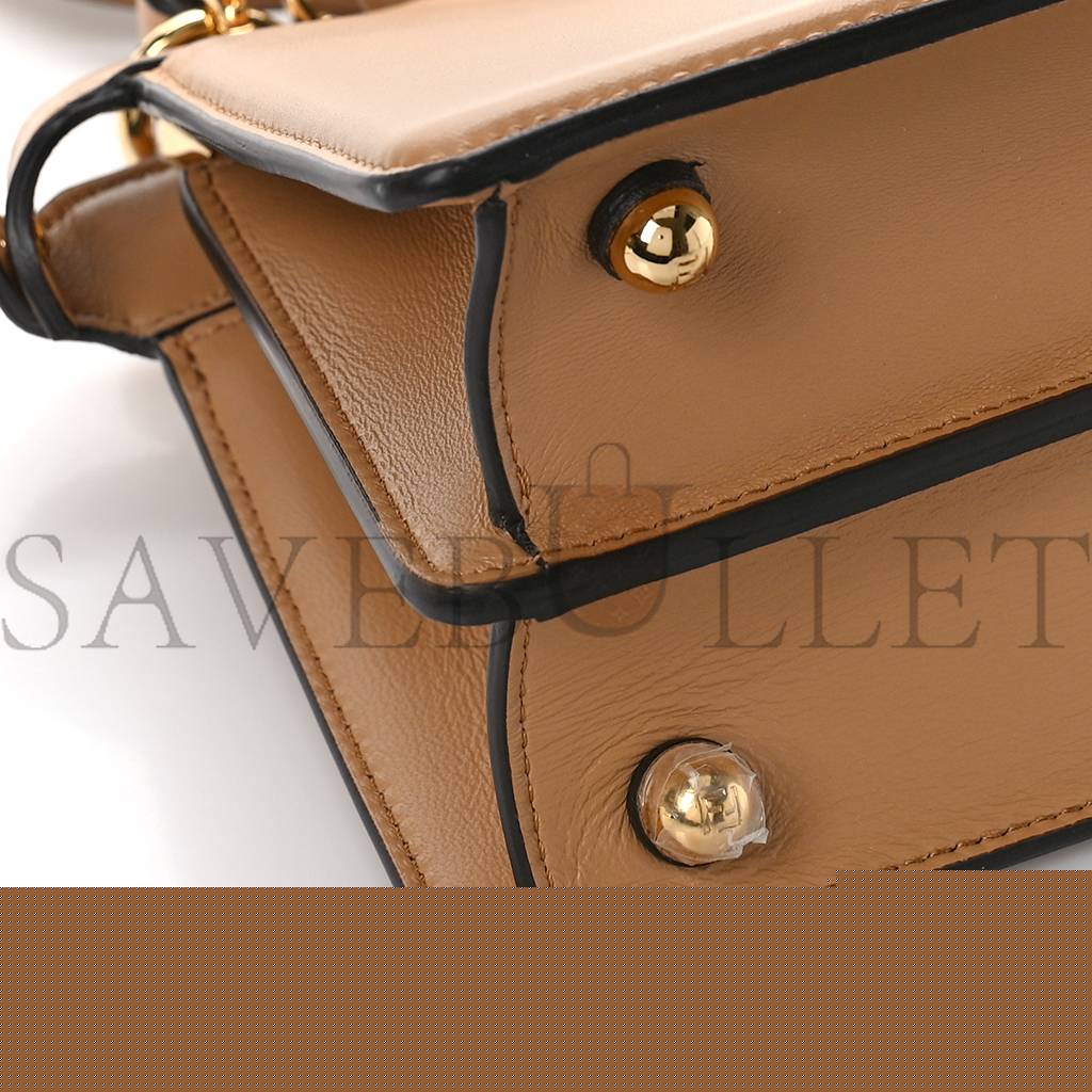 F**di shiny nappa petite peekaboo i see u satchel miele scuro (20*15*9cm)