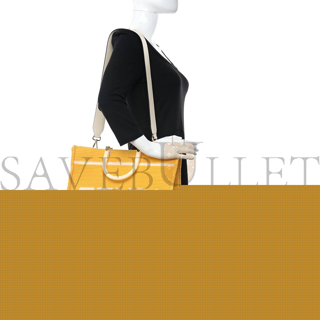 F**di crochet vitello king logo plexiglass medium F**di sunshine shopper tote mimosa panna (36*31*15cm)